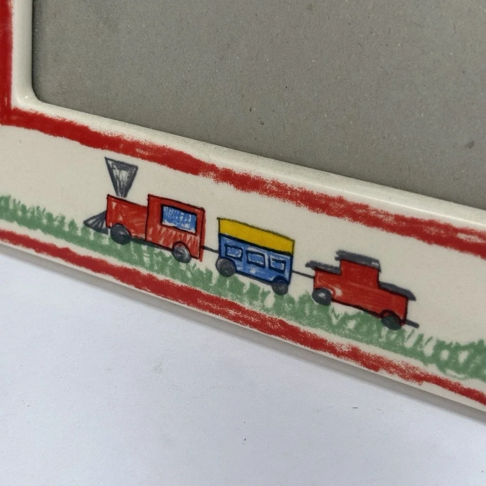 I Love My Grandpa Ceramic Frame Trains Russ Berrie 3.75